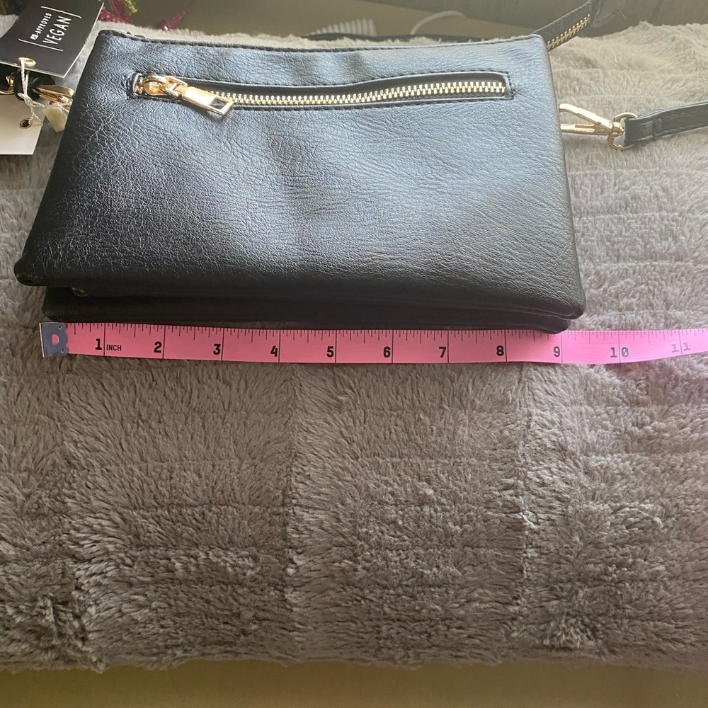 NWT ISabelle vegan leather crossbody/clutch/shoulder bag black - Picture 12 of 16